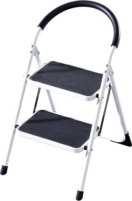 Rijoka Inklapbare Keukentrap met Anti-slip Treden - Zilver - 47 x 83 cm