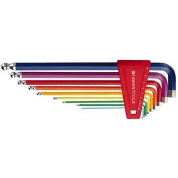 PB Swiss Tools, Sechskantschlüssel, Stiftschlüsselsatz - PB Rainbow - lang - Kugelkopf