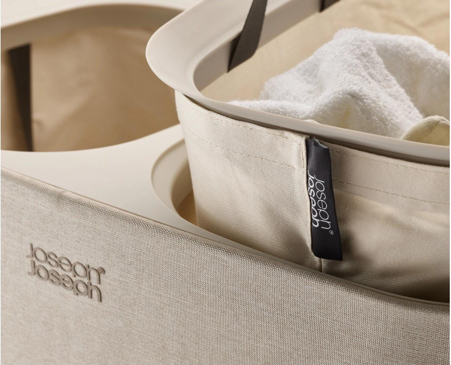 Wäschesortierer JOSEPH JOSEPH "Tota 90 L, 2x 45 L", beige (nature), Kunststoff, Wäschesammler, Wäschesortierer nature Einheitsgröße