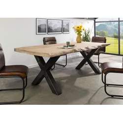 Baumtisch Mango 240x100x77 beige lackiert / X-Beine anthrazit glänzend FREEFORM 5