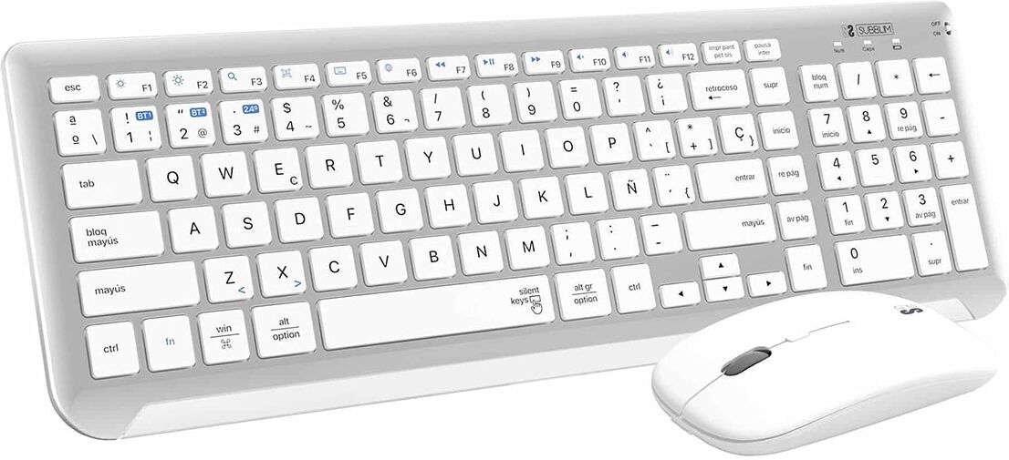 SUBBLIM Teclado y ratón inalámbricos Combo Dual Prestige multidispositivo. Plata