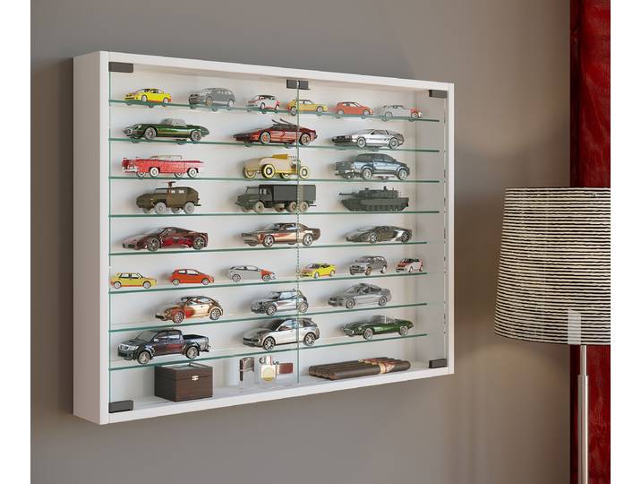 Vitrine suspendue Mandosa XXL 80 x 60 x 10cm Blanc/Blanc