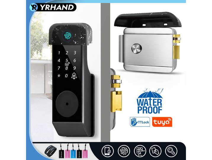 Serrure à empreintes digitales, étanche, Tuya Wifi, télécommande Bluetooth, application TTLock, serrure de porte intelligente électronique mécanique pour la maison