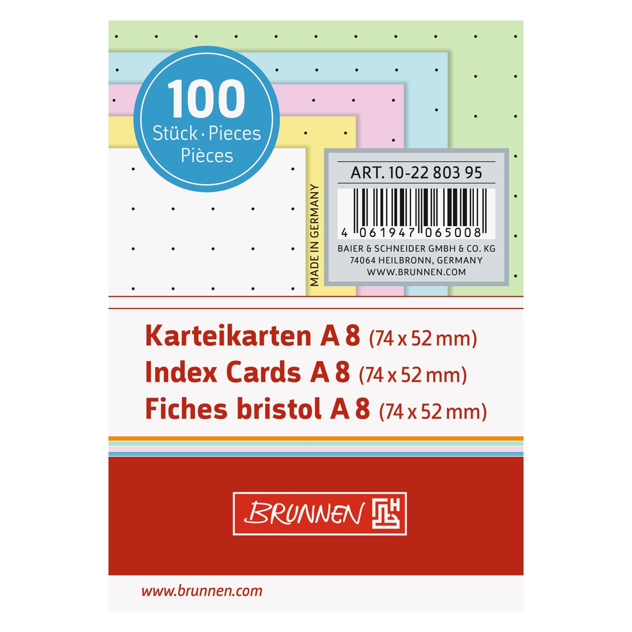 Brunnen Karteikarten A8 punktiert sortiert VE=100 Stück (A8, 180 g/m²) (102280395)