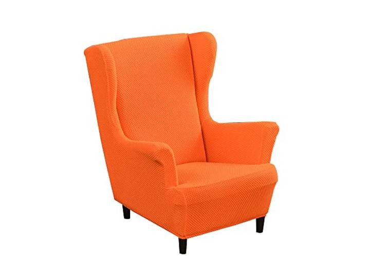 Highdi Enfant Jacquard Housse de Fauteuil à Oreilles Extensible Couverture de Fauteuil\, Couleur Unie Mode Strandmon Housse de Fauteuil Antidérapante\, pour Salon\, Hôtel\, Chambre (Orange)