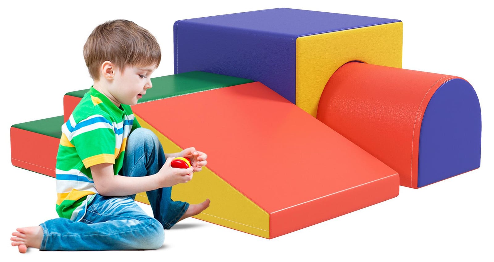 HOMCOM Bouwstenen set voor kinderen van 1 tot 3 jaar, 4-delig schuimblokken