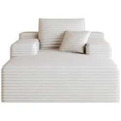 MODFU Modulares Chaiselongue-Sofa aus Cordstoff in Weiß