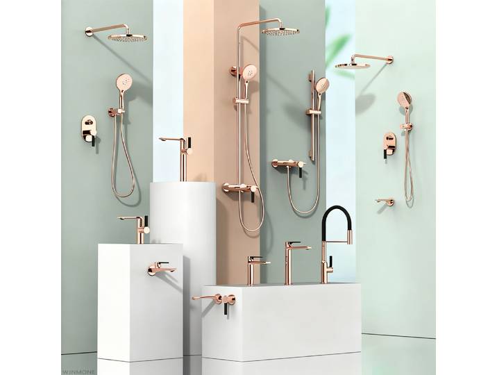 Ensemble de robinets en or Rose, baignoire, salle de bains et cuisine, mélangeur en laiton massif haut de gamme, système de douche, mitigeur de salle de bains, robinets d'évier