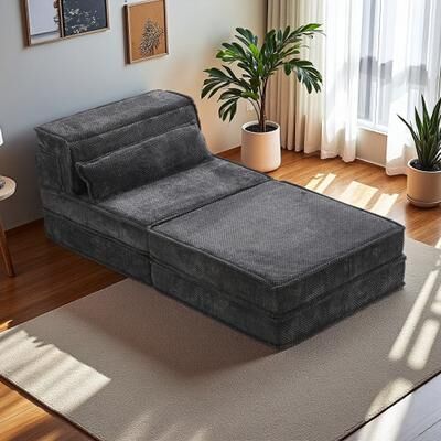 ZWYO HOSIMU "78.74"" Circle Fleece Mahjong Boneless Modular Oversized Single Seater Sofa Bed with Memory Foam and Ottoman"