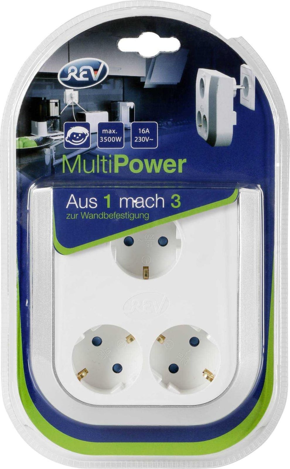 REV MultiPower verlengsnoer met 3 stopcontacten