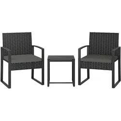 BISTROSET 3 TLG. mit 2 Gartenstühlen & Couchtisch, Dunkelgrau