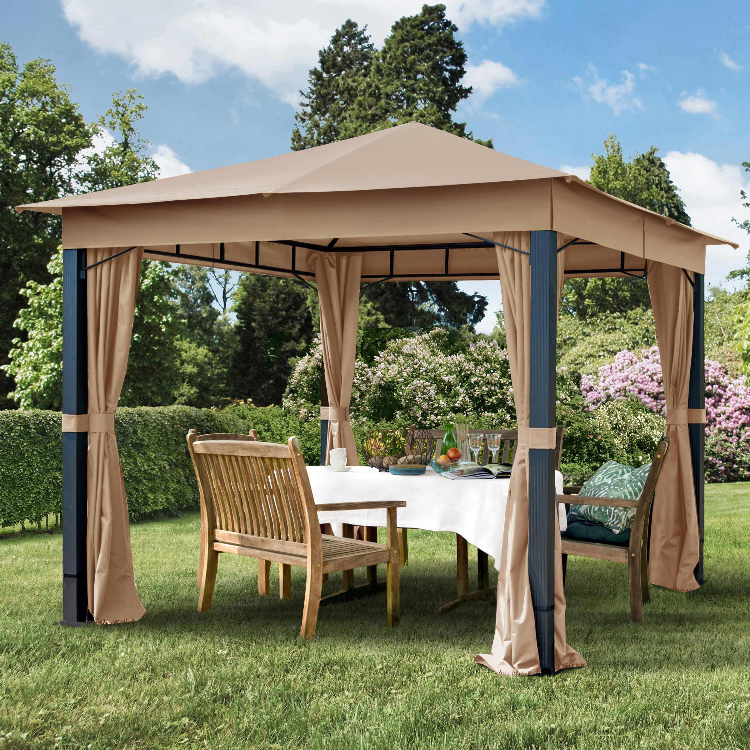 TOOLPORT 10x10ft Soft Top Gazebo Sunset Premium, Cappuccino - (300045)