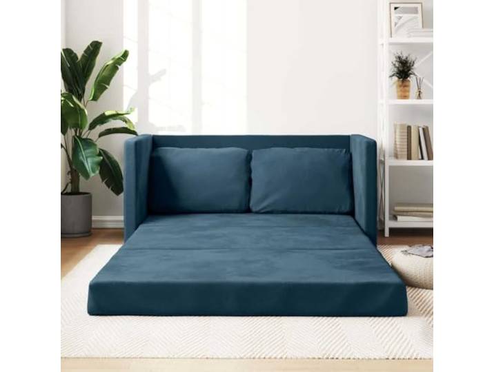 HEFZGDB Bodensofa mit Schlafsofa Funktion Blau 122x204x55 cm Samt 2-Sitzer Metallgestell faltbar Sitzkissen bequem Sitzerlebnis robust