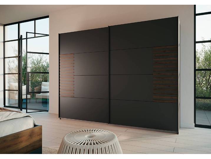 Armoire à portes coulissantes Barea 271cm Gris/Gris métallisé