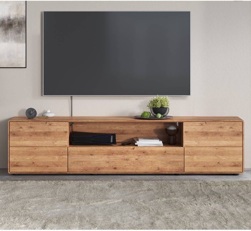 Pharao24.de TV Board Fernsehschrank aus Massivholz in Wildeichefarben