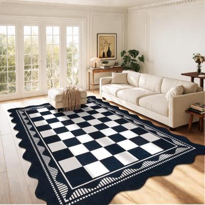 Garvee Scalloped Modern Checkered Area Rug