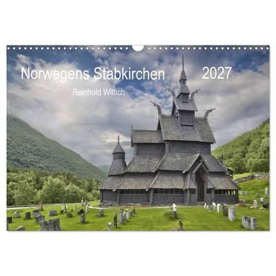 Norwegens Stabkirchen (Wandkalender 2027 DIN A3 quer), CALVENDO Monatskalender