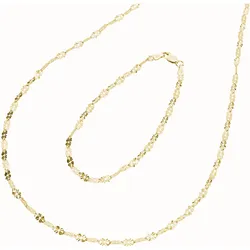 Ketten und Armband Set FIRETTI "Multipack Schmuck Geschenk Silber 925 Armkette Halskette Plättchen", gold (gelbgoldfarben), Schmuck_Sets, Damen, Silber 925 (Sterlingsilber)
