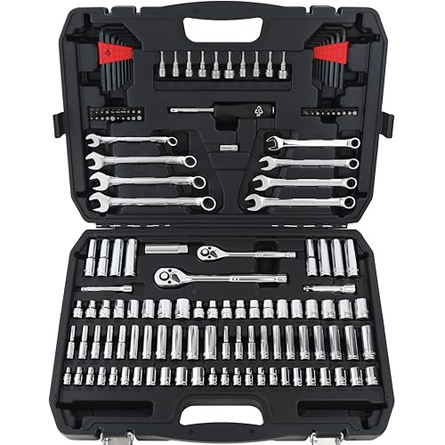 Amazon Basics dopsleutelset voor monteurs, 145-delig
