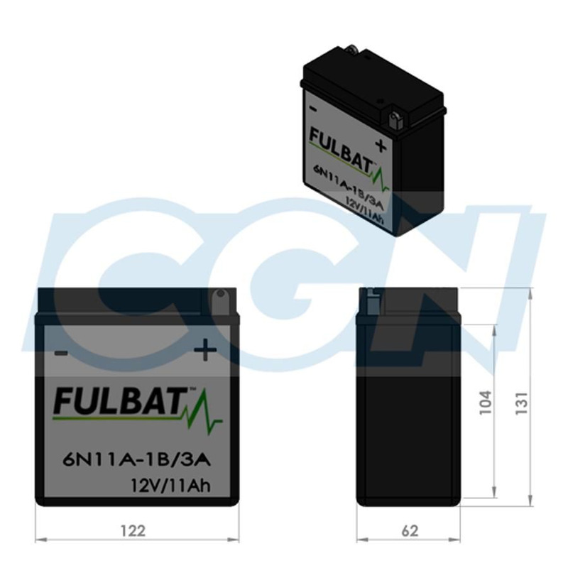 Batterie 6N11A-1B/3A Fulbat 6v 11ah classic