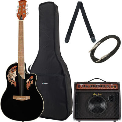 Harley Benton HBO-850BK Bundle 2 Schwarz Hochglanz