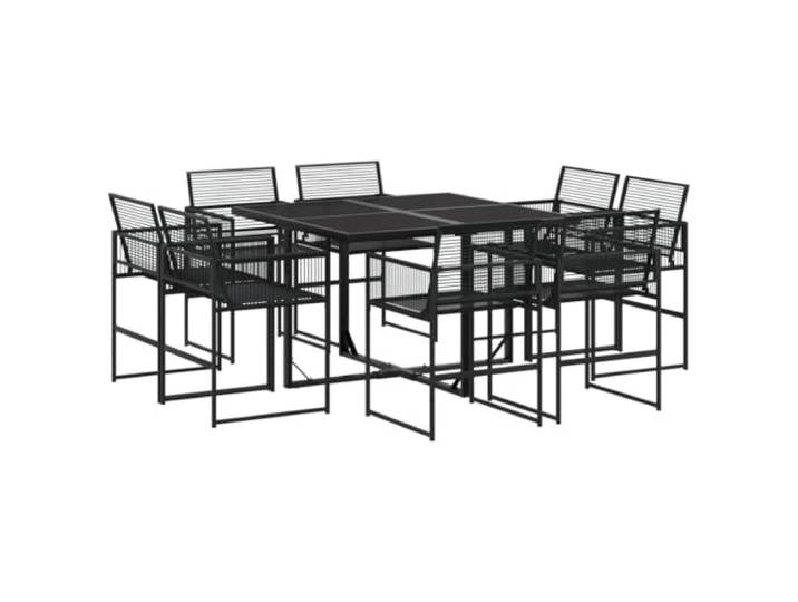 PUGYNBK Esszimmer-Set für den Garten, 9-teilig, synthetisches Rattan, Schwarz