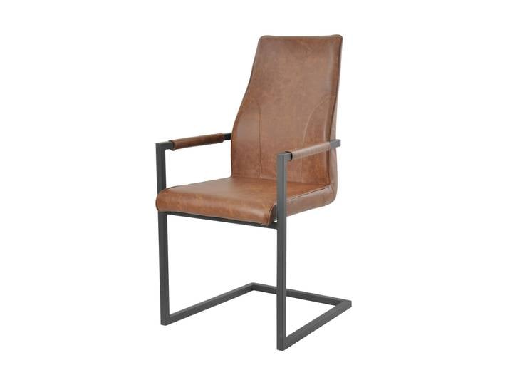 Esszimmerstuhl, Kunstleder-Optik, Hellbraun, 101,5×63×54 cm, Freischwinger, Modern, 2er-Set