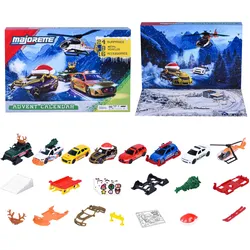 Majorette Adventskalender Mountain Rescue mit 8 Metallfahrzeugen und 16 Zubehörteilen