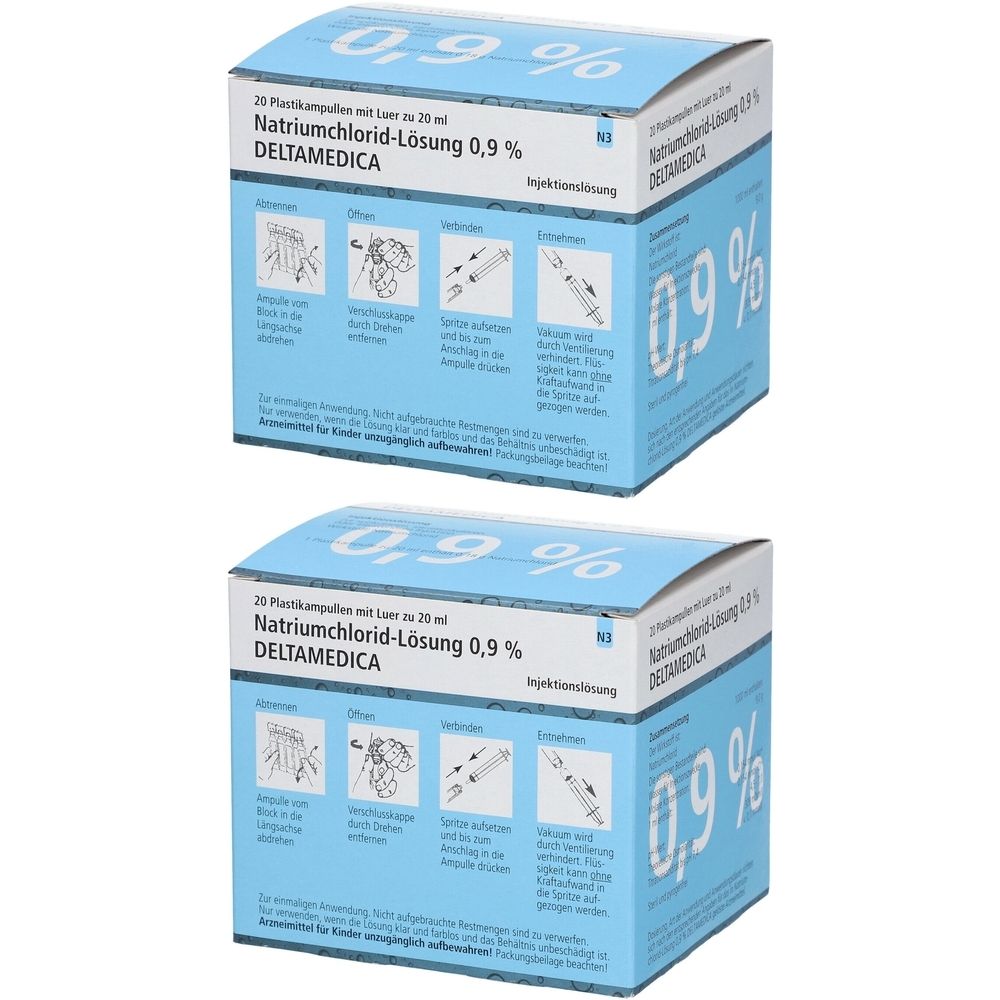 NATRIUMCHLORID-Lösung 0,9% Deltamedica Luer Pl. X2 2x20x20 ml Injektionslösung