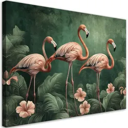 WANDBILD flamingos dschungel tiere