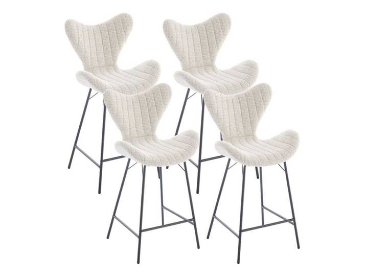 chairus Tabourets de Bar Lot de 4 Tabourets Hauts avec Repose-Pieds en Métal Chaises de Bar Moderne pour Cuisine Chenille Avoine