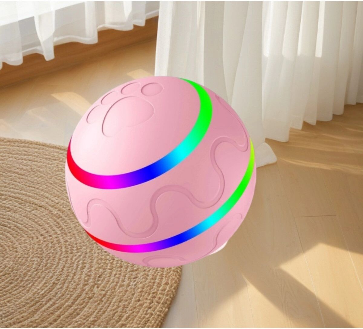 INF Balle électrique intelligente pour chien avec activation par mouvement, veille automatique, recharge TYPE-C et conception Rose