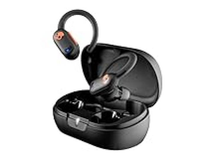 Skullcandy Push ANC Active in-Ear Wireless Earbuds, 58 HR Battery, IP67 Waterproof, Wireless Charging, Microphone, Works with iPhone Android and Bluetooth Devices - True Black/Orange