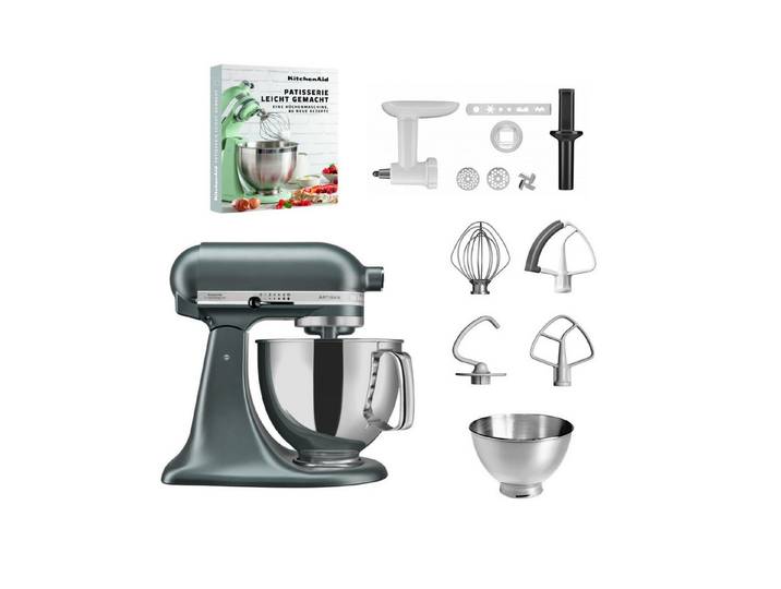 KitchenAid Küchenmaschine KitchenAid 4,8l 5KSM175 Artisan Fleischwolf, Spritzgebäckvorsatz, Buch