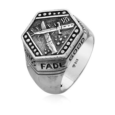 Siegelring HAZE & GLORY "Ring Siegelring - Knife 925 Silber" Gr. 64, silber, Fingerringe, Herren, 64, Silber 925 (Sterlingsilber), Siegelring