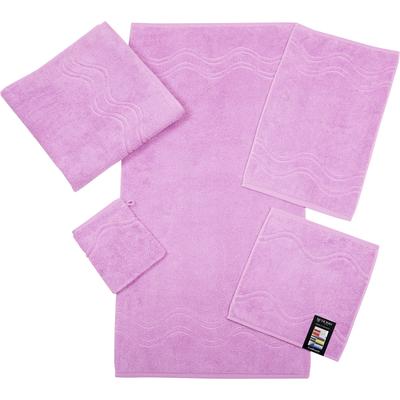 Waschhandschuh ROSS "Cashmere feeling", lila (mauve), B:16cm L:22cm, Frottier, Baumwolle, Handtücher, mit Wellen-Bordüre