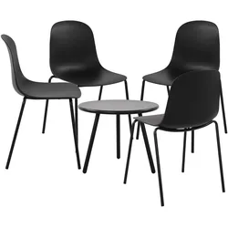 CLP 4er Sitzgruppe Mindin I Garten-Set 4x Stuhl stapelbar und 1x Tisch I Outdoor-Set wetterfest und UV-beständig I Gartenmöbel