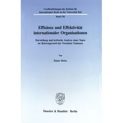 Effizienz und Effektivität internationaler Organisationen., Fachbücher von Klaus Dicke