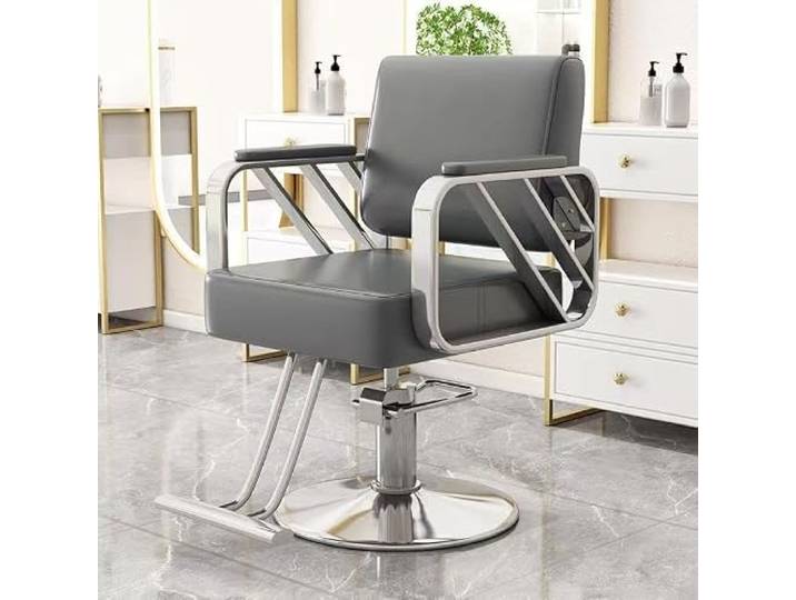 Dalumian Robuster Salonstuhl, Barbershop-Stuhl Um 360° drehbar & höhenverstellbar, belastbar bis 150kg, hoher Sitzkomfort, robuster Tellerfuß(H)