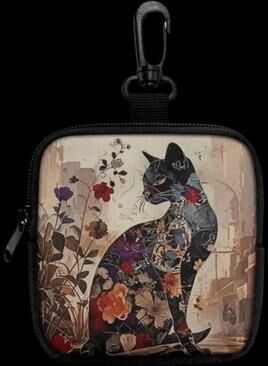 Uplift Essentials Cat Print Mini Coin Purse Waterproof Artificial Leather Earphone & Card Bag colorful Cat