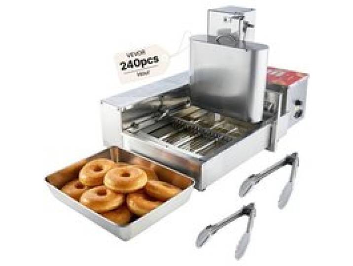 VEVOR Gewerbliche Automatische Donutmaschine, 4-reihige Donutmaschine, 240 Stück/h, Elektrischer Hochleistungs-Donutbereiter, Fritteuse aus Edelstahl mit Intelligenter Steuerung, Donut Maker