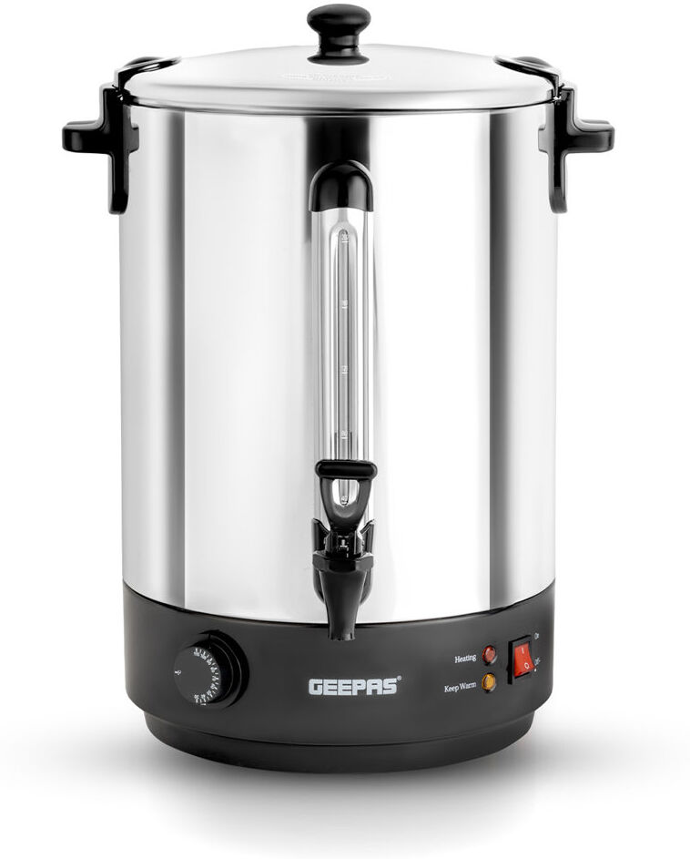 GEEPAS Electric Catering Urn, Instant Hot Water Boiler Dispenser - Tea Urn Kettle Home Brewing Commercial or Office Use with Keep Warm- Easy Pour Tap, Silver 30L