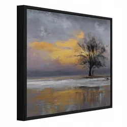 BILDER mit Rahmen Abstraktion Baum Golden 50x50 cm