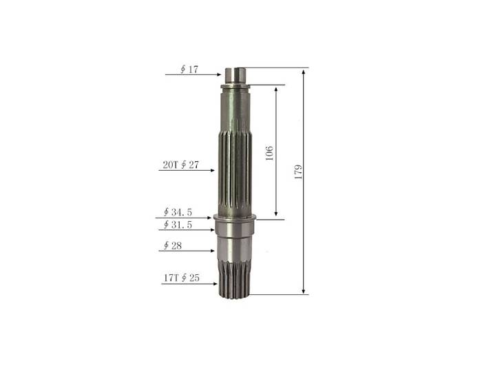 Convient pour Kobelco SK135-8 arbre de pompe de moteur de voyage d'excavatrice/arbre de moteur 17/20 dents