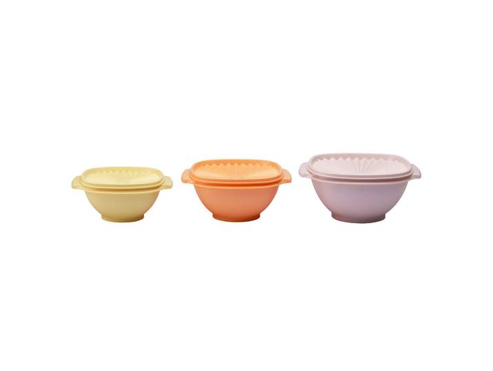 Fackelmann Schüsselset Tupperware Storage Various, Orange, Hellgelb, Hellrosa, Kunststoff, 3-teilig, rund, Geschirr, Schalen & Schüsseln, Schüsselset