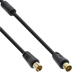 INLINE Antennenkabel Premium, 2x geschirmt, mit Filter, 5m, >85dB, schwarz