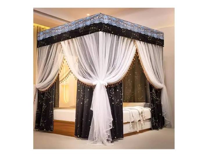 VesFy Betthimmel Four Seasons Betthimmel, Einzelbett, Doppelbett, Dekorative Bettvorhänge Für Schlafzimmer Für Erwachsene, Mit Montagehalterung, 5 Größen (Color : Double Layer, Size : 200x220x200cm)
