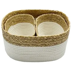 Korb 3tlg. Polyester Beige Natur