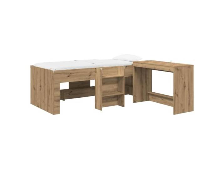 Keeushr Hochbett mit Schreibtisch für 2 STK. Artisan-Eiche Holzwerkstoff, integrierter Schreibtisch, platzsparend, moderne Ästhetik, einfache Pflege,