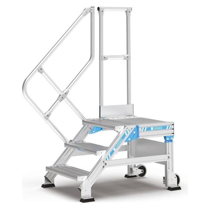 Zarges Treppenpodest fahrbar 60° 2 Stufen, 600 mm breit, Höhe 0,50 m (Arbeitsplattform, 60 cm) (230602)